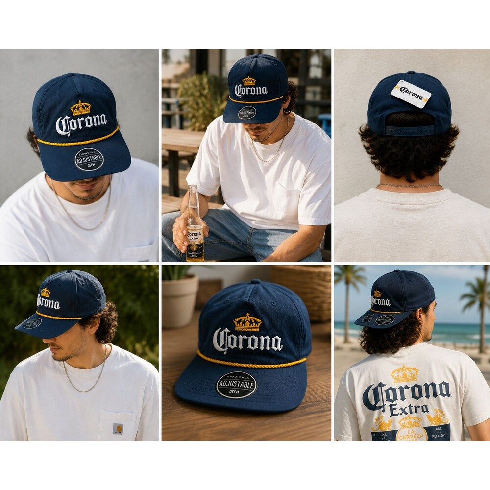 Corona Extra Rope Hat Navy Blue Snapback Adjustable OSFM Bioworld Beer Cap